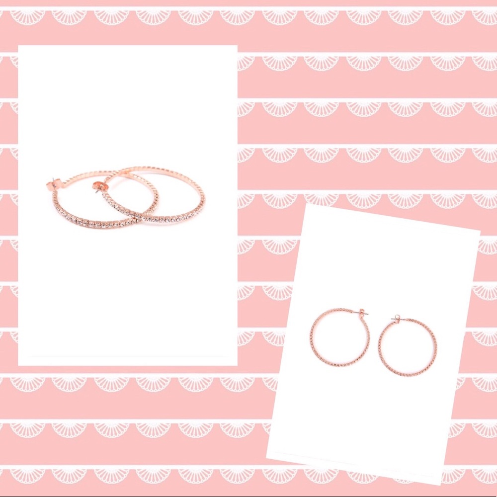 💎40mm Rose Gold Rhinestone Hoops💎
